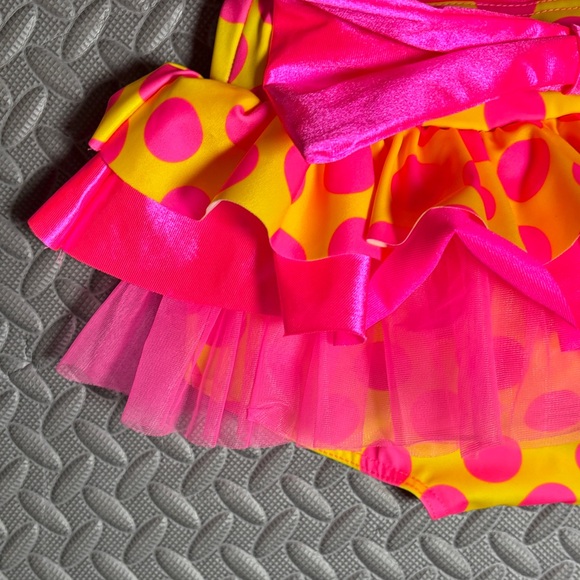 Weissman Bright Pink and Yellow Dance Costume and Headband Size Small - Picture 6 of 11